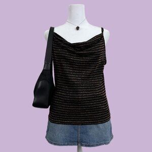 y2k striped cowl neck cropped going out cami